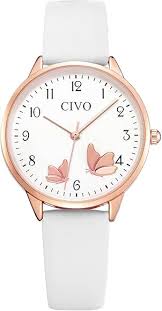 Reloj Elegante de Cuero Blanco para Mujer - CIVO